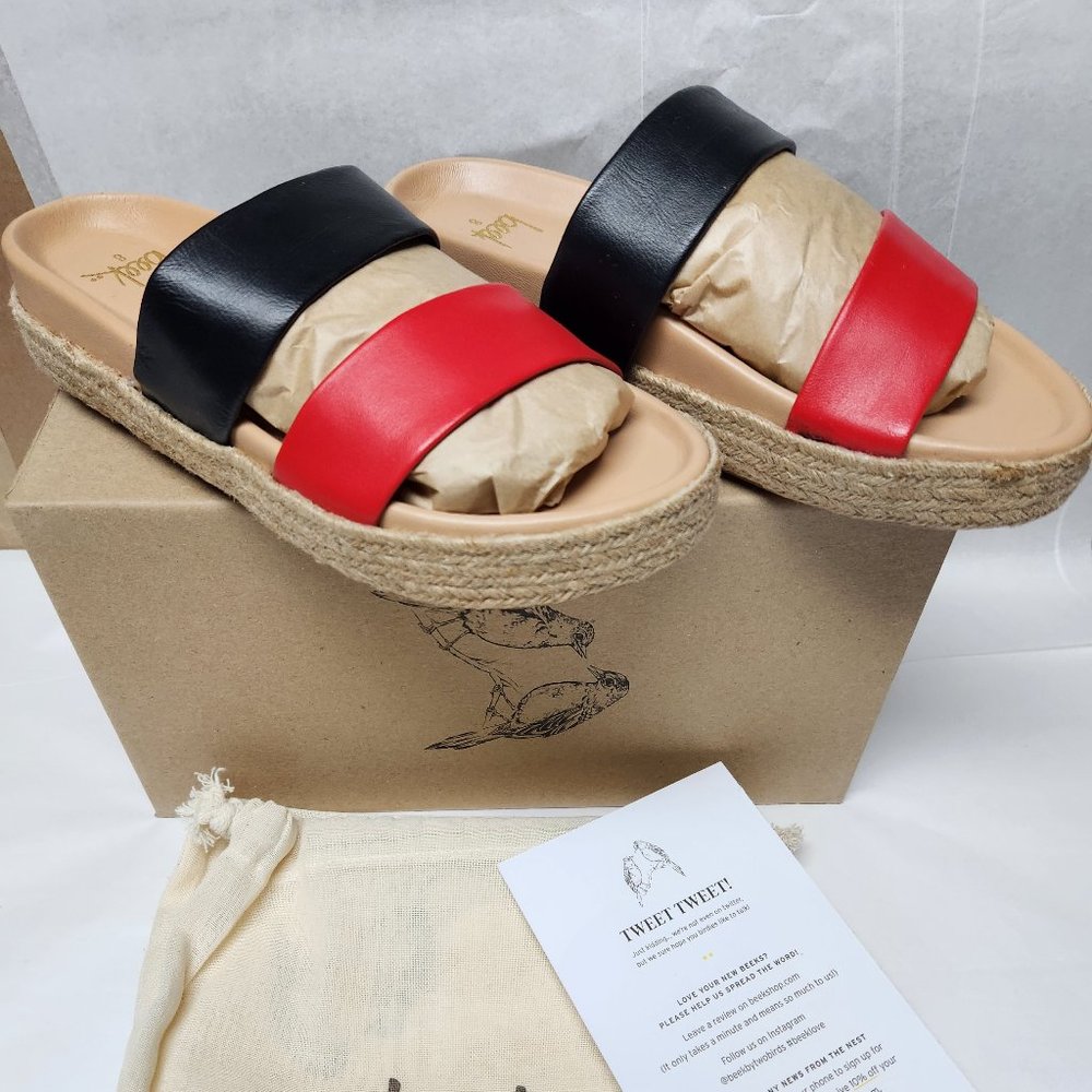 NIB Beek Twinspot Sandals Red Black Size Choice 8 10